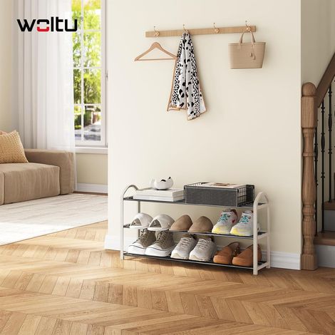 WOLTU Scarpiera Scaffale per Scarpe Portascarpe Organizer in Acciaio Plastica Crema 3 Ripiani (1/5)