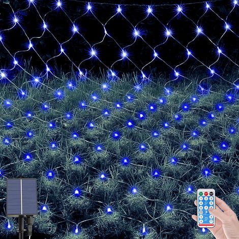 198 LEDs Solaire Filet Lumineux Extérieur, 2 x 3 M Etanche Guirlande Lumineuse de Filet avec 8 Modes, Télécommande, Maille Lumineuse pour Noël Buissons Clôture Jardins Patio (1/5)