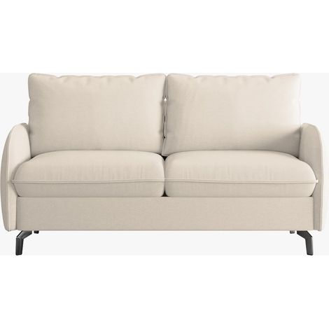 MARTINE Canapé 3 places convertible en tissu beige matelas 14 cm (1/5)