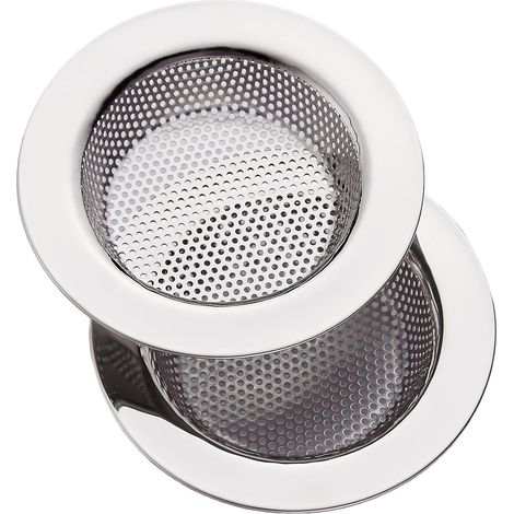 Crépine d'évier en acier inoxydable, LASSHSWA, crépine pour évier de cuisine avec large rebord de 11,4 cm de diamètre (lot de 2)