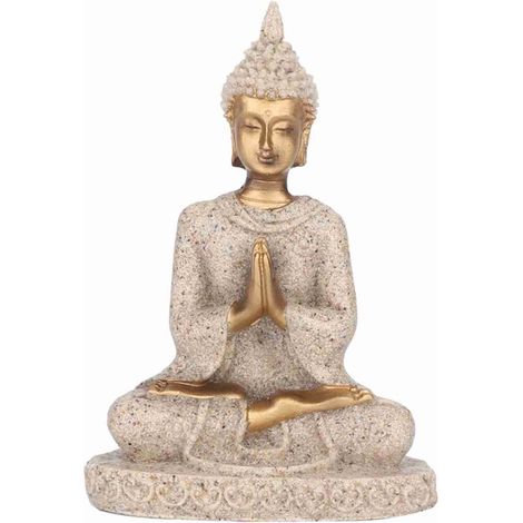 Statue de bouddha assis en méditation, figurine sculptée, artisanat pour la décoration de la maison, ornement (A doré) (1/5)