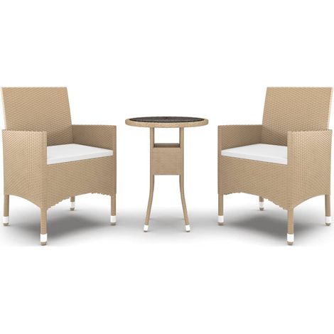 Maison Exclusive - 3-tlg. Garten-Essgruppe Poly Rattan Beige