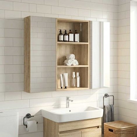 vidaXL Armadio da bagno a muro Rovere Sonoma 40 x 14 x 70 cm
