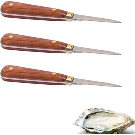 Lancette À Huîtres - Manche Bois Palissandre - Lame Inox Rivetée - Pour Ouverture Facile D'huîtres - Lot De 3