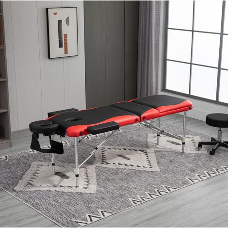 table de massage pliante 215 x 60 cm noire – hauteur réglable, sans matelas (1/5)
