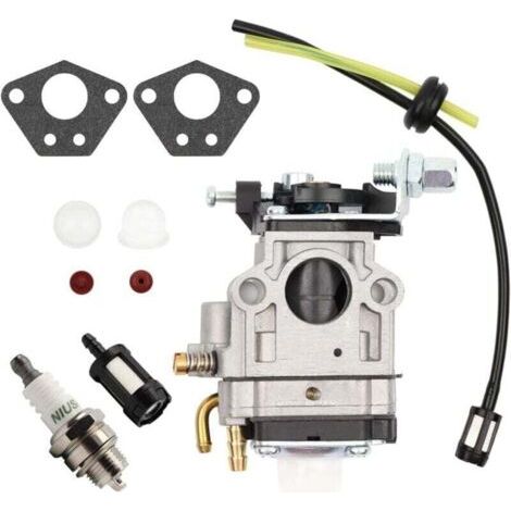 Carburatore per decespugliatori da 52cc, 49cc e 43cc. Kit carburatore completo di guarnizione, tubo flessibile, candela e filtro carburante. Carburatore per decespugliatore.