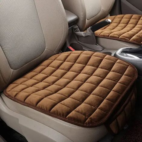 Housse de siège de voiture hiver chaud coussin de siège anti-dérapant universel siège de chaise avant coussin respirant pour véhicule Auto siège de voiture protecteur café (1/2)