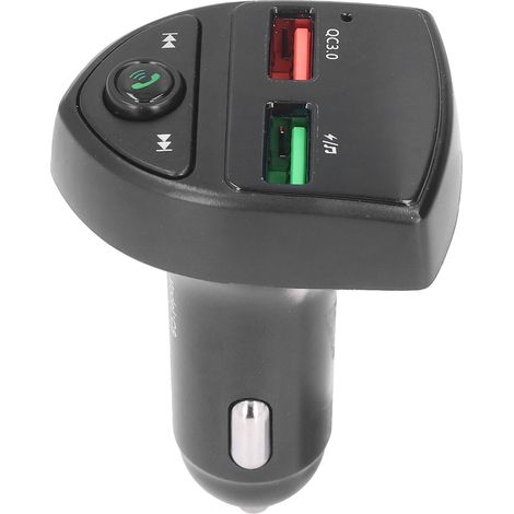 Bluetooth 5.0 Kfz-Adapter mit zwei USB-Anschlüssen, drahtlosem FM-Transmitter, Schnellladefunktion, Freisprechfunktion mit LED-Hintergrundbeleuchtung. (1/5)