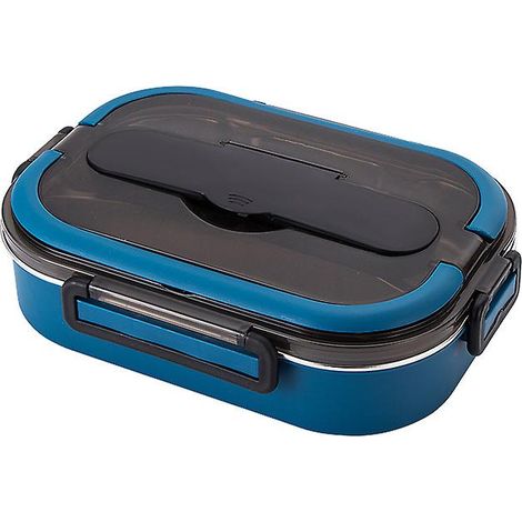 Boîte à lunch en acier inoxydable bleu 304 avec infuseur à eau et isolation, idéale pour les étudiants et les employés de bureau. (1/3)