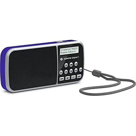 Radio Portable Dab+/FM (écran LCD, mémoire des favoris, Touches de sélection directe, Prise Casque, USB, AUX-in, Lampe de Poche LED, Batterie remplaçable, 1 W, Petite) Bleu (1/5)