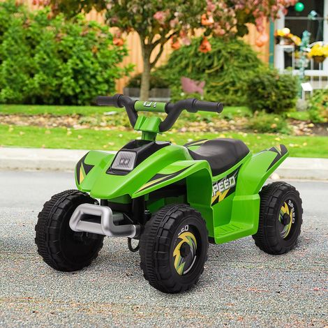 Quad eléctrico para niños de 18 a 36 meses, vehículo con batería de 6 V, marcha adelante y atrás, 72 x 40 x 45,5 cm, verde.