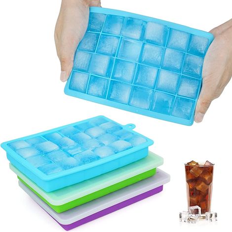 Bac à glaçons avec couvercle - Lot de 3, 72 glaçons - Bacs à glaçons en silicone anti-déversement et sans BPA pour boissons fraîches. (1/5)