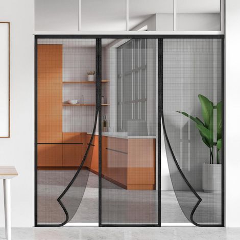 Moustiquaire double porte magnétique 225x280cm, installation facile, pour balcon (1/5)