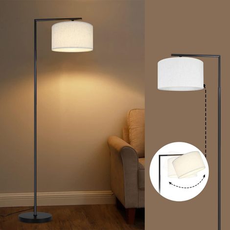 ZMH lampadaire salon Blanc lampadaire lampadaire tissu design décoration moderne lampe de lecture douille E27 max 40W lampadaire avec interrupteur au pied lampe de lit 166cm sans ampoules