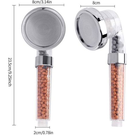 Pommeau douche débit puissant – filtre à billes – 3 modes économie eau (1/4)