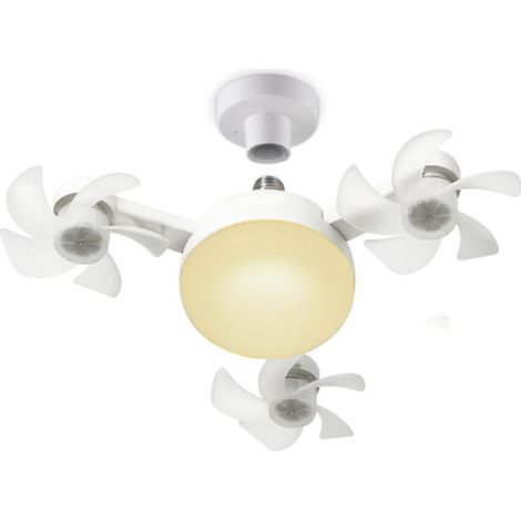 Ventilador de techo silencioso con luz, mando a distancia, fabricado en ABS, base de rosca E27. (1/4)