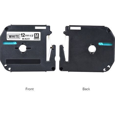 Ruban d'étiquettes noir sur blanc compatible avec les imprimantes d'étiquettes Brother PT-65/PT-70/PT80, 12 mm x 8 m