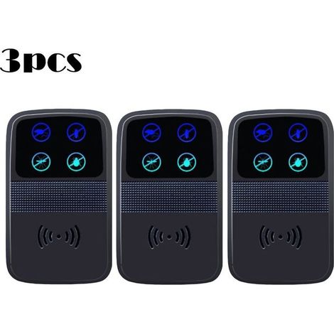 Répulsif à souris à ultrasons, piège à souris électronique intelligent, couverture à 360°, indicateur LED, répulsif à souris multifonction, adapté à la maison/garage/entrepôt, (noir) (1/5)