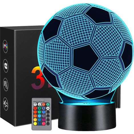 3D Football Night Light for Kids, Optical Lamp with Remote Control, 16 Changing Colors, Decoration for Children's Bedroom, Football Fan (1/5)