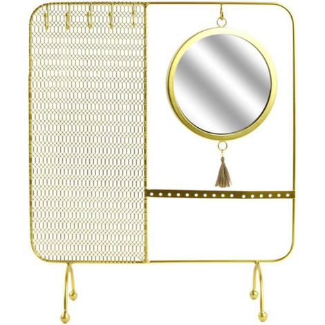 Porte-Bijoux & Miroir Design "Filaire" 35cm Or (1/2)