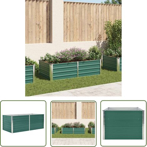 The Living Store Jardinière 160 x 80 x 45 cm Acier galvanisé Vert - Jardinier - Pot De Fleurs - Plante - Extérieur - Balcon (1/5)