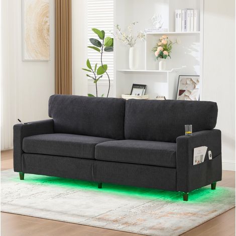canapé fauteuil salon 2 places rangement chenille gris OKMYHOME (1/5)