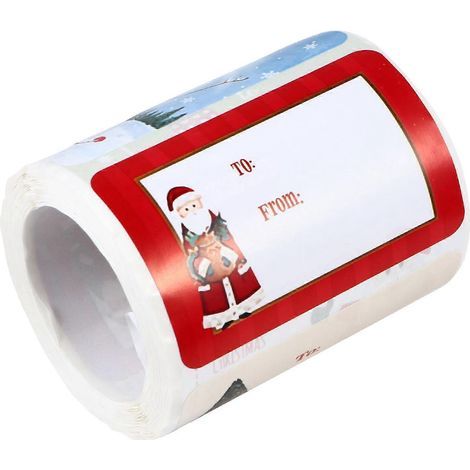 Rouleau de 250 autocollants de fermeture auto-adhésifs pour emballages cadeaux de Noël-7.5X5X0.1CM (1/3)
