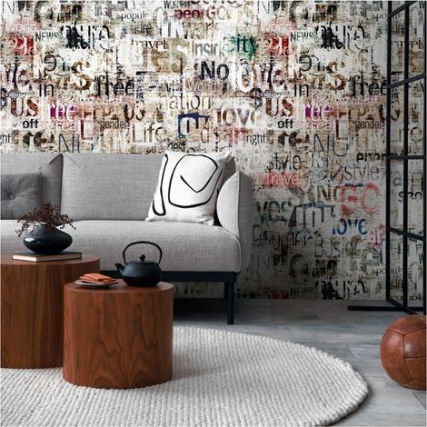 Photo wallpaper Profhome 398481 hot embossed non-woven wallpaper smooth with graphical pattern matt grey beige red blue 1.59 m x 2.8 m (1/4)