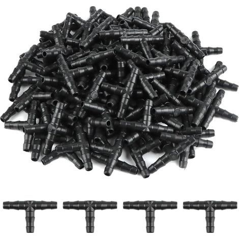 100 Pcs Tee Raccord de Tuyau 4/7mm- T Raccord Connecteur PVC d'arrosage Buse d'atomisation Goutte à Goutte Micro Spray Irrigation Joint pour Tuyau Systèmes Automatique Outil (1/5)