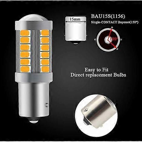 Quatre ampoules LED automobiles ambrées 1156 BAU15S PY21W 5630 33SMD, 900 lumens, clignotants avant et arrière ultra-lumineux, 12-30 V, 3,6 (1/4)