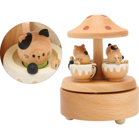 Spieluhr mit niedlicher Katze, Deko für Zuhause, Valentinstagsgeschenk, Holzdeko für Wohnzimmer und Schlafzimmer (1/5)