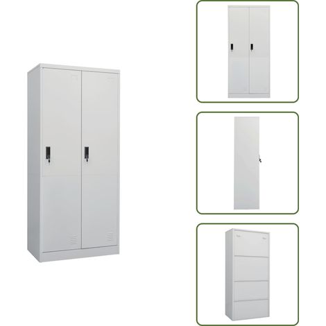 Kleiderschrank Hellgrau 80x50x180 cm Stahl - Schlafzimmermöbel - Kleiderschrank - Garderobe - Metallschrank - Stahlschrank (1/5)