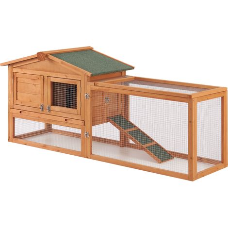 Kaninchenstall Oberursel 68x156x52cm Tannenholz [en.casa]