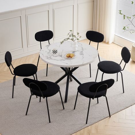 Wokaka Set di 6 sedie – Sedie da pranzo minimaliste – Gambe di sedia in metallo – Con schienale imbottito (Nero) (1/5)