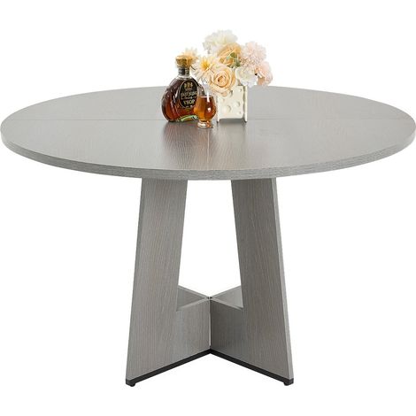 Conviviale, table à manger ronde 120 cm, plateau spacieux en MDF, 2 à 4 personnes (1/5)