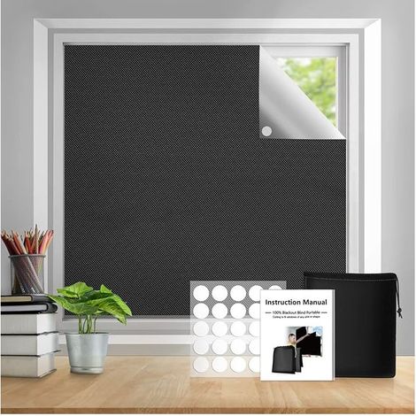 Verdunkelungsrollo, tragbares Thermorollo, Verdunkelungsvorhangmaterial für Fenster, 300 x 145 cm, selbstklebend, ohne Bohren, Temperaturregulierung und Sichtschutz