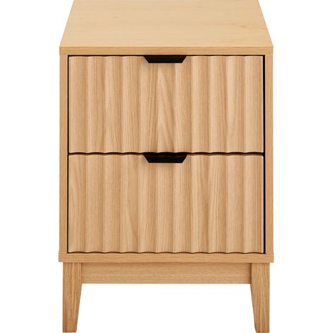 Comodino con 2 cassetti dalle frontali effetto scanalato H52 cm - BOLOGNE