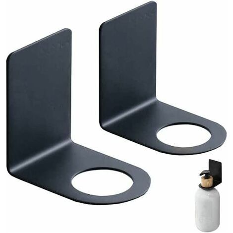 Lot de 2 supports de distributeur, support mural pour distributeur de savon, support pour pompe à savon, support pour distributeur de shampoing, support pour shampoing en acier inoxydable noir pour cu