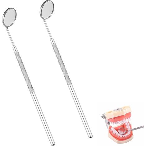 Ensemble de Soins Dentaires avec 2 Miroirs Dentaire Inox Anti-buée, Miroir d’Inspection Ergonomique à 45° pour Examen Profond, Usage Quotidien Soins Bucco-dentaires et Extensions de Cils (1/5)