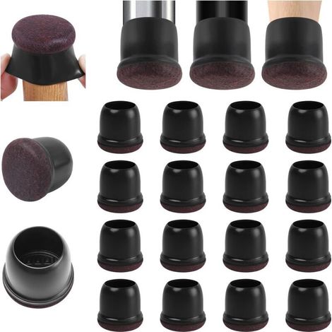 Juego de 16 protectores de suelo pequeños de silicona negra con revestimiento de fieltro, deslizadores de goma para sillas, protectores para patas de sillas, protectores para patas de muebles, silenci