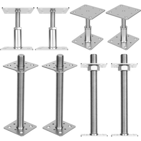 Wolketon Support de poteau réglable en hauteur pour terrasse, pergola et clôture 30-250 mm Argent 4PCS