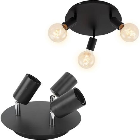 Support de spot de plafond, support de lampe rotatif et réglable à 3 têtes, douille de plafonnier E27, kit d'éclairage sur rail, chambre, salle à manger, mur, luminaires d'intérieur. (1/5)