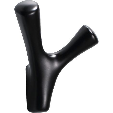 Lot de 3 patères murales modernes en métal - Noir mat - Pour garde-robe et salle de bain (1/4)