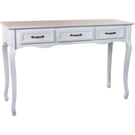 Commode d entrée blanche trois tiroirs style bois élégant - blanc mat poignées dorées (1/5)