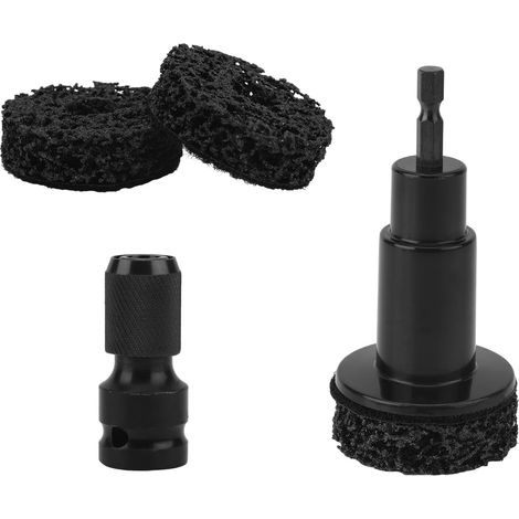 Outil Nettoyage Moyeux Roue, Kit Nettoyage pour Goujons Frein Compatible avec Clé à Chocs 1/2" Comprend 2 Tampons et 1 Adaptateur Idéal pour l'Entretien des Voitures et Camions (Noir) (1/5)