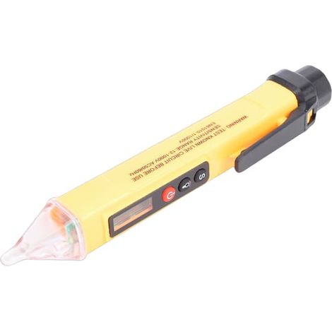 Stylo testeur de tension sans contact 12-1000 V CA avec détection NCV, écran LCD, alarme sonore et lumineuse, pour électriciens et usage domestique VC1010 Jaune (1/5)