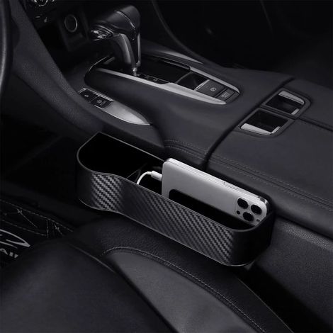 (Côté gauche noir) 1 boîte de rangement pour voiture, organisateur universel pour siège auto, porte-cartes et téléphone, poche pour fente entre les sièges, organiseur (1/5)