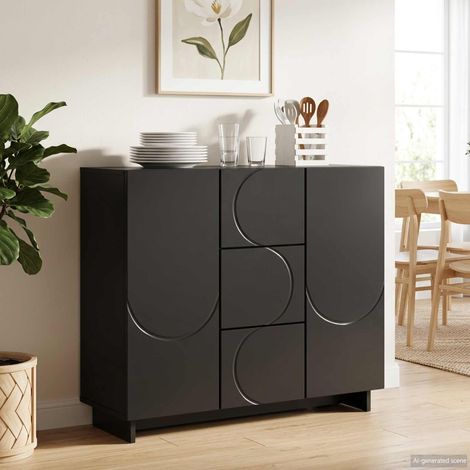 vidaXL Sideboard Black 85.5 x 31 x 75 cm Engineered Wood (1/5)