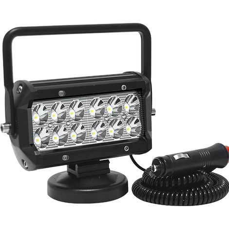 Rampe LED 7 Pouces 36W base magnétique  Prise allume-cigare, Flood, camping bateau 4x4 (1/5)