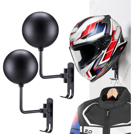 Porte Casque Moto Mural Rotation à 180 degrés Support pour Casque Moto Crochet pour accrocher Le Casque et la Veste de Moto au Mur (1/5)